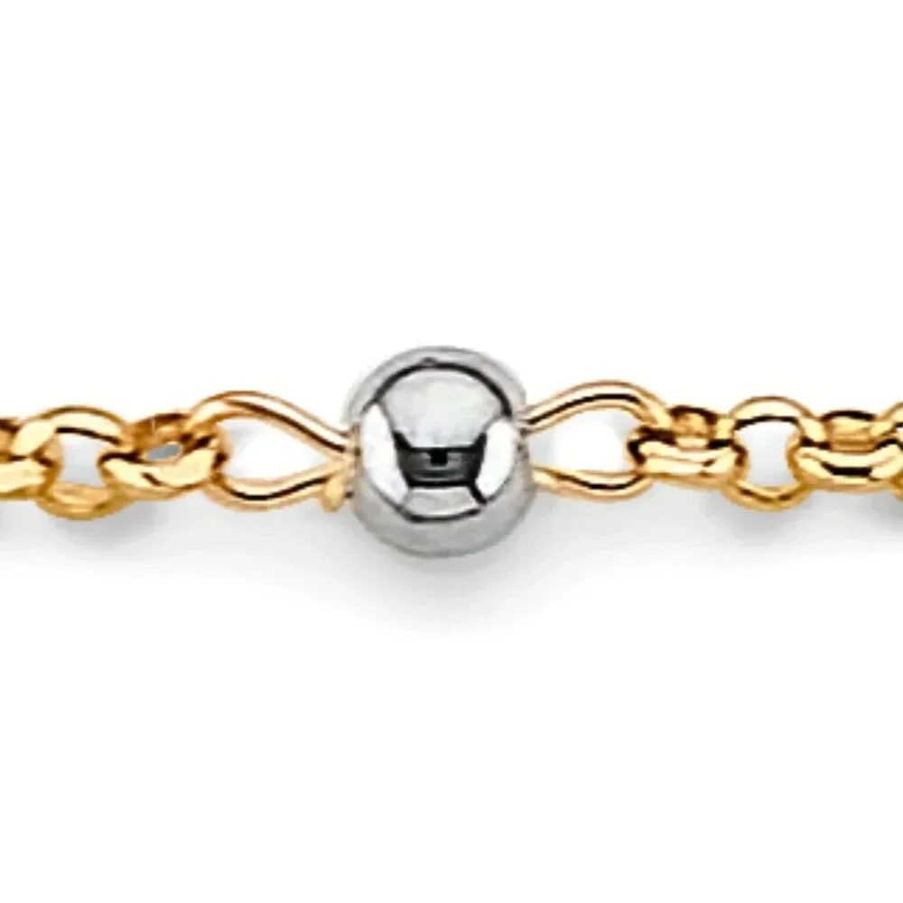 KIDS GIRLS 14K 3 COLOR GOLD BUTTERFLY BALL Bracelet 5